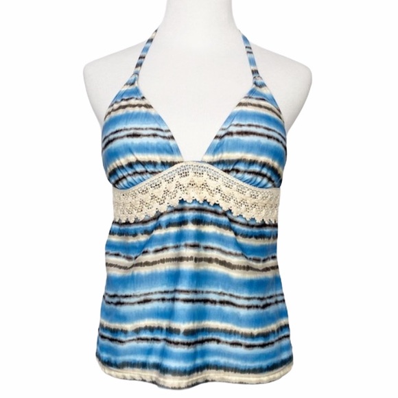 MAGIC BRA Tie Dye & Crochet Swimsuit Halter Top L - Picture 11 of 11